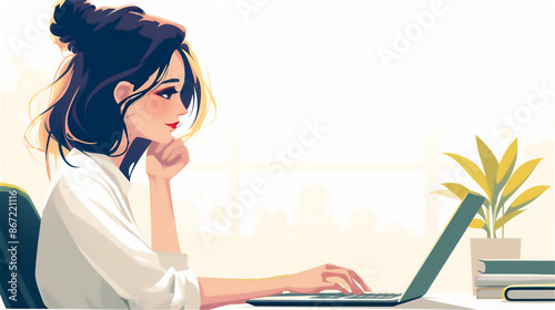 ノートパソコンで仕事をする女性