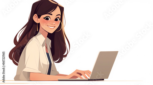 ノートパソコンで仕事をする女性