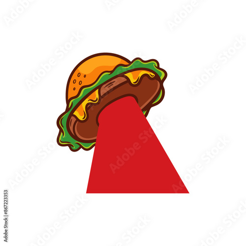 Burger UFO Illustration Creative Design Template Logo