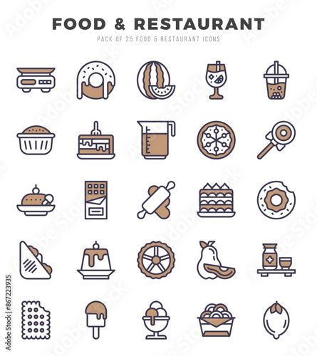 Simple Set of Food and Restaurant Related Vector Two Color Icons.