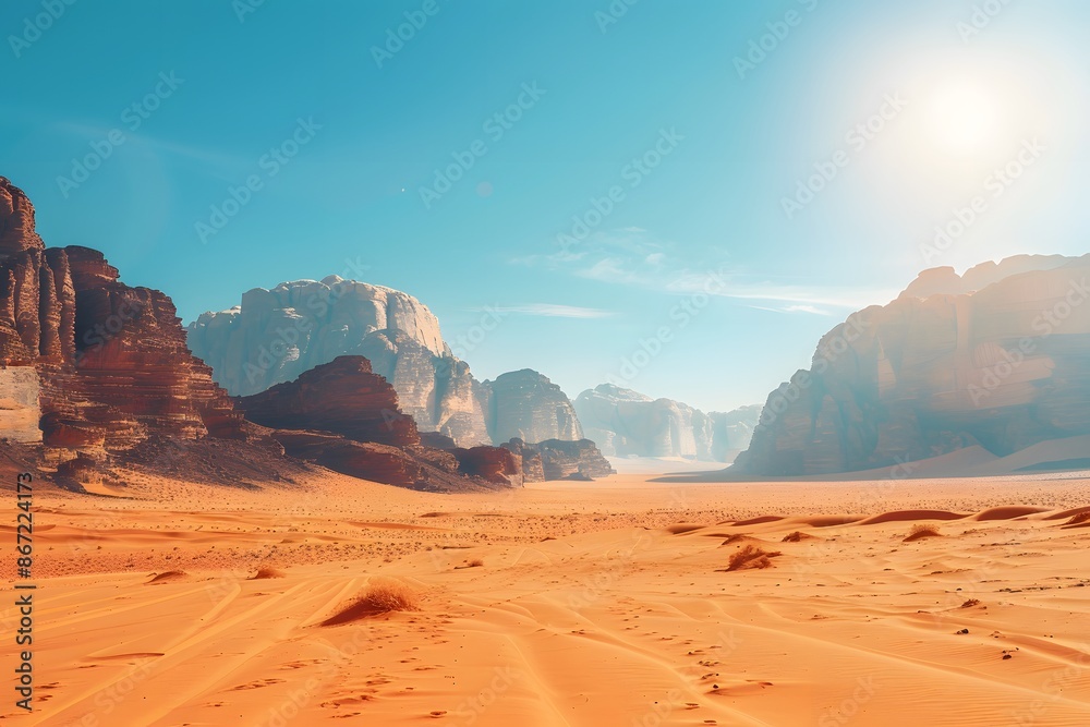 Fototapeta premium Experience the vastness of desert landscapes with our bestselling wallpapers., clean background, Photo stock style, clean background, no copyrighted logo, no letters