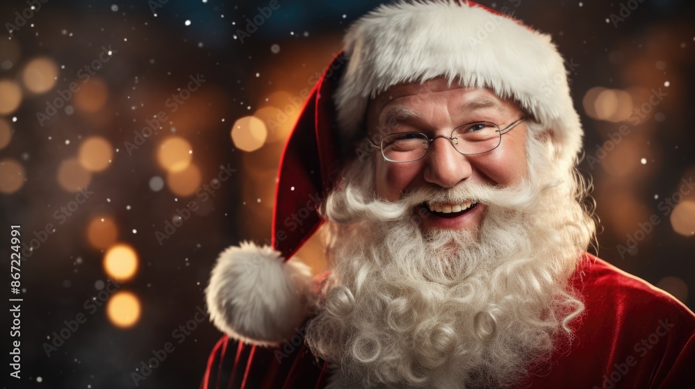Smiling santa claus in winter wonderland Smiling santa claus in winter wonderland