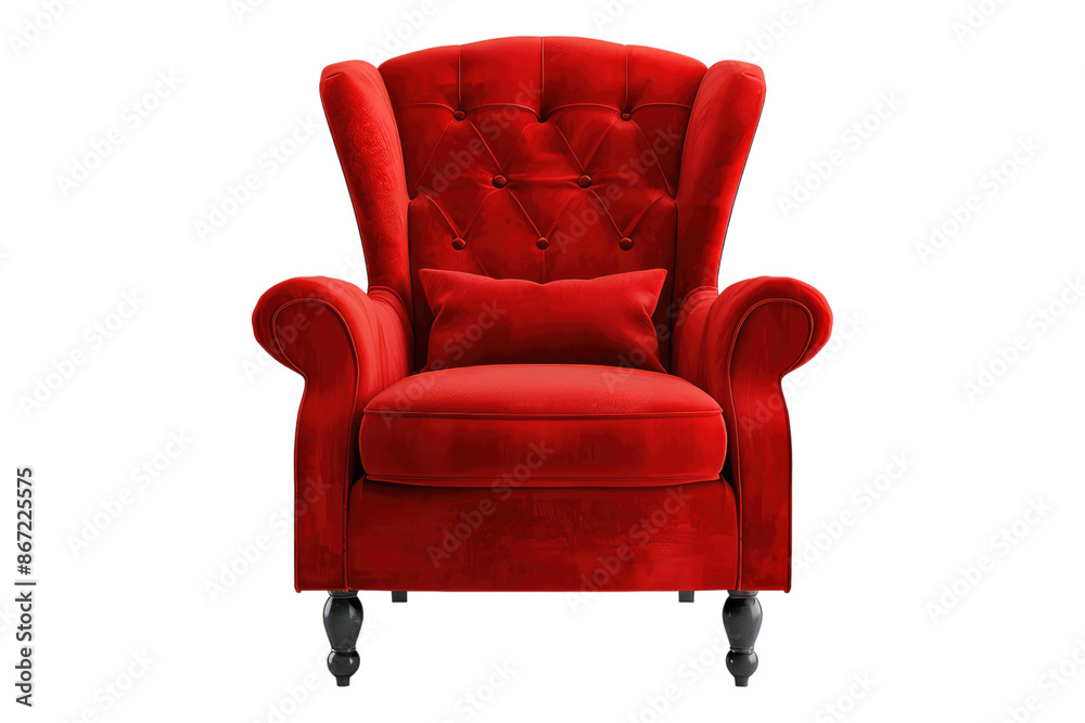 Red chair isolated on transparent background
