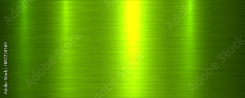 Green brushed metal texture background, shiny lustrous metallic 3d background.