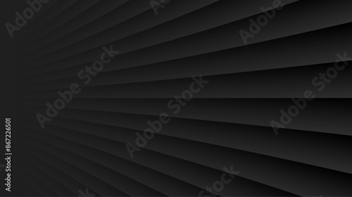 Abstract black background with 3d lines pattern, architecture minimal dark gr...