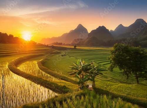 sunset in the mountains