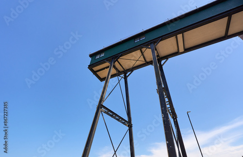 Old industrial dock warehouse gantry structure photo