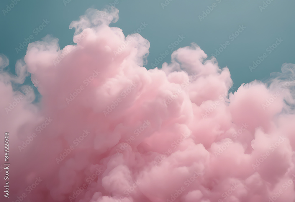 A vibrant cloud of pastel pink and blue smoke blending together in an abstract pattern for gender reveal or baby shower.