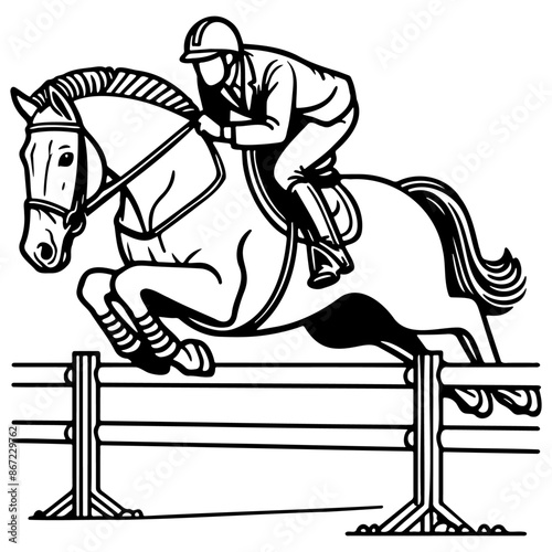 Equestrian Show Jumping Illustration.