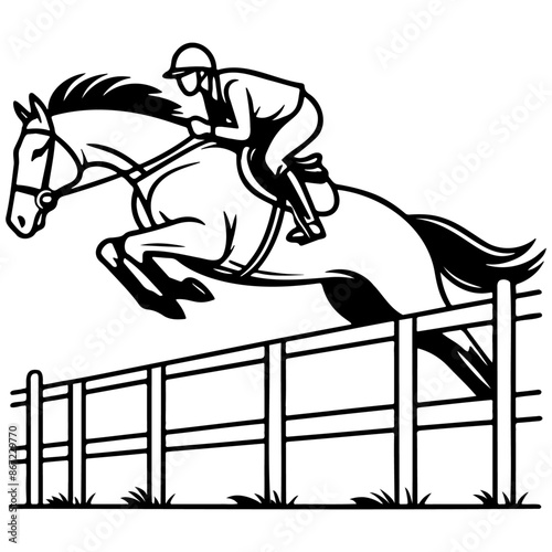 Equestrian Show Jumping Illustration.