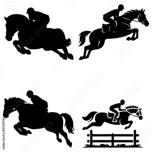 Equestrian Show Jumping Illustration.