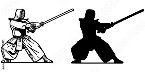 Japanese Kendo Illustration.