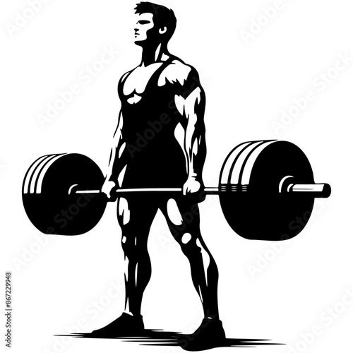 Male Weightlifting Player Silhouette.