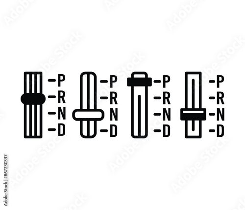 automatic transmision car drive gear icon symbol sign vector design black white color simple illustration collection sets