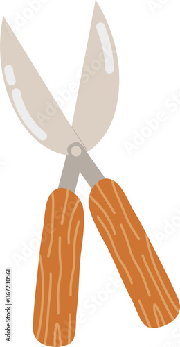 Gardening tool hedge shears flat vector illustration