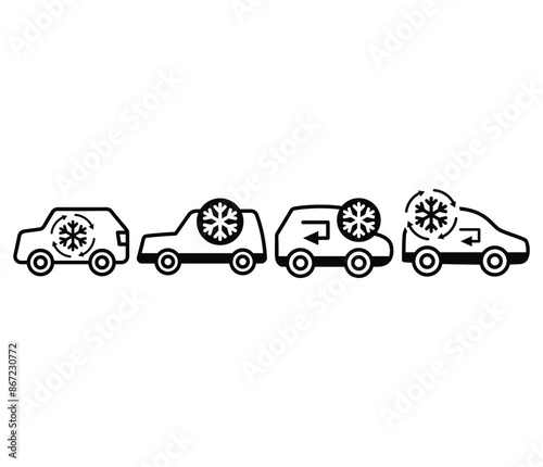 air conditioning car icon symbol sign vector design illustration collection set isolated