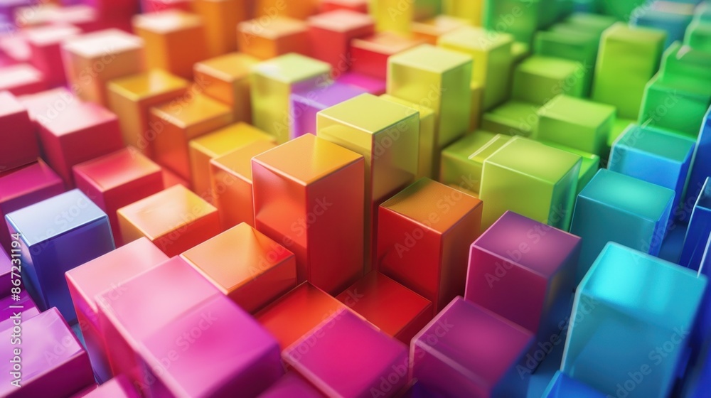 Abstract background with rainbow of colorful blocks Abstract background with rainbow of colorful blocks