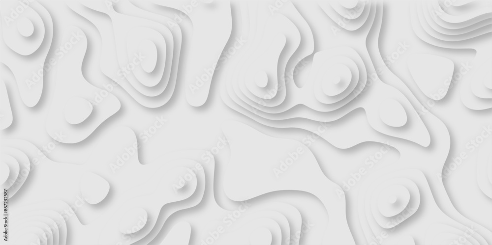 Abstract wavy line 3d paper cut gray background with shadows. Abstract realistic papercut decoration textured with wavy layers. Topographic contour lines vector map seamless pattern vector. Abstract wavy line 3d paper cut gray background with shadows. Abstract realistic papercut decoration textured with wavy layers. Topographic contour lines vector map seamless pattern vector.