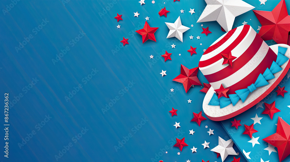 Naklejka premium Independence Day, Patriotic USA Stars and Stripes Background