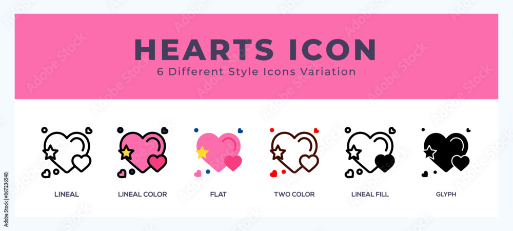 Hearts icon set pack vector illustration. Hearts icon set pack vector illustration.