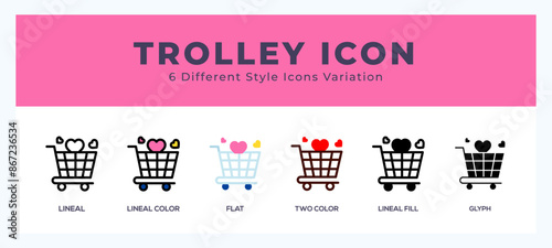 Trolley icon in different style vector illustration.