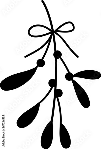 Mistletoe silhouette vector.  Mistletoe plant hanging silhouette svg. © 素真 莊