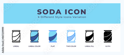 Soda icon set pack vector illustration.