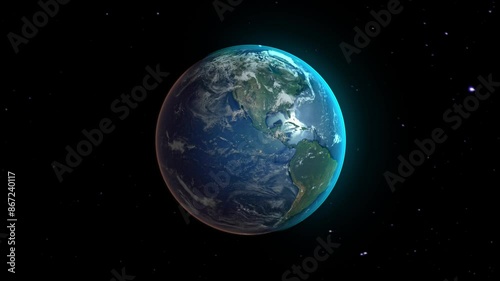 Realistic Earth Zoom to Countries from Space and Orbit Japan Version