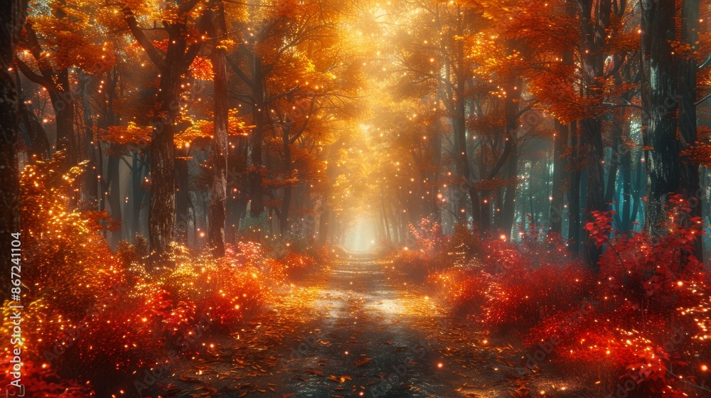 Enchanting Autumn Forest Pathway - Generative AI Enchanting Autumn Forest Pathway - Generative AI