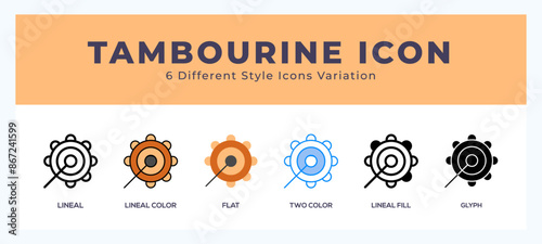 Tambourine icon symbol. logo illustration with different styles