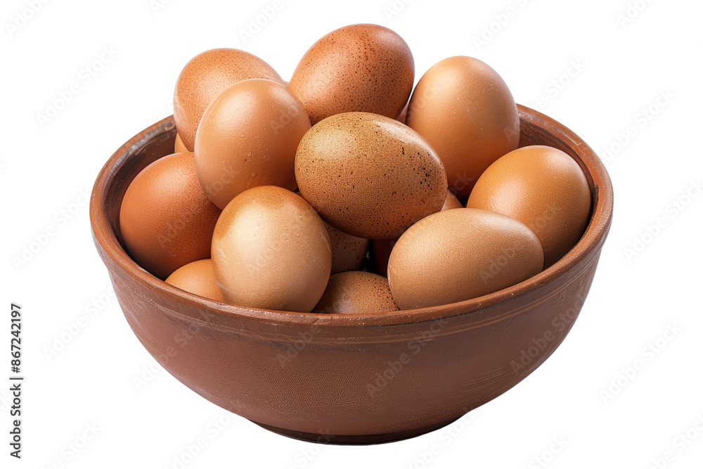 Brown egg in a bowl isolated on transparent background Brown egg in a bowl isolated on transparent background