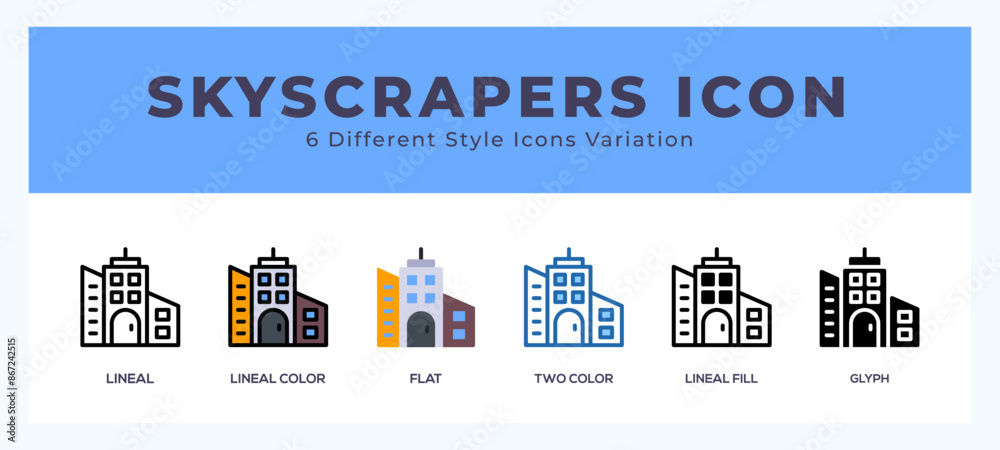 Skyscrapers vector icons designed. icon symbol set. Skyscrapers vector icons designed. icon symbol set.