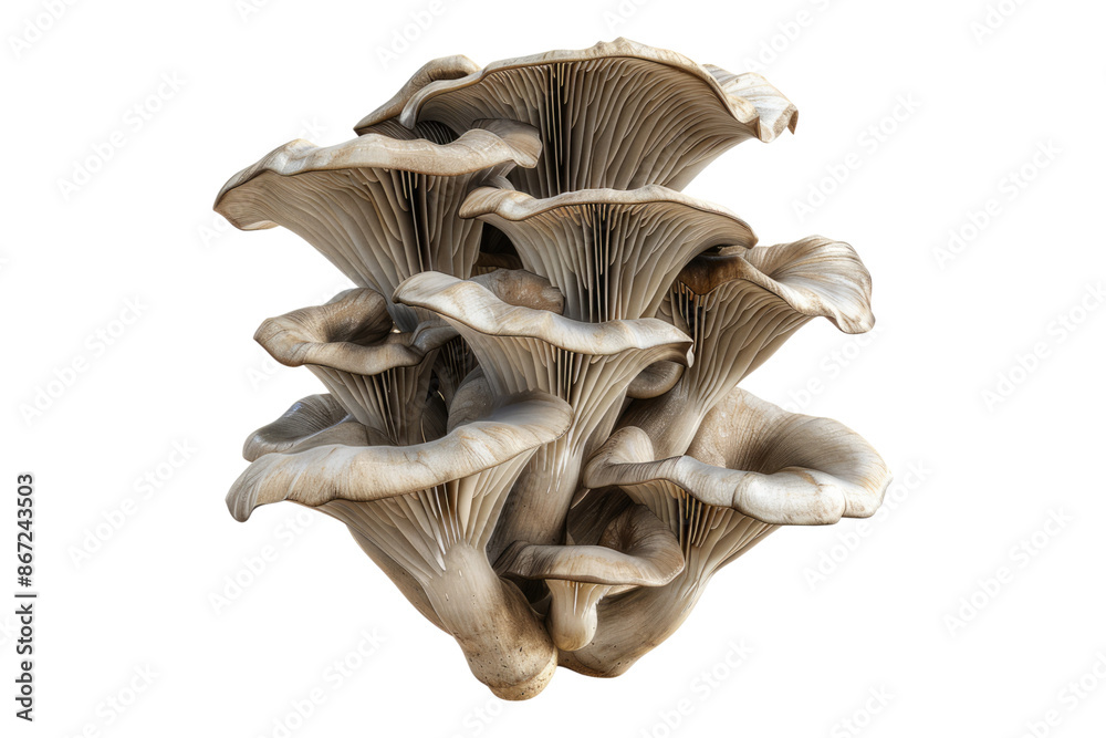 Oyster mushroom cluster isolated on transparent background Oyster mushroom cluster isolated on transparent background