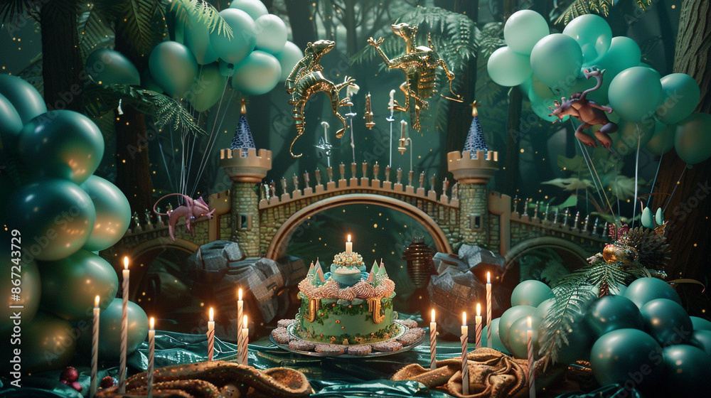 Enchanted Drawbridge an enchanted forest castle drawbridge birthday scene with balloons ...