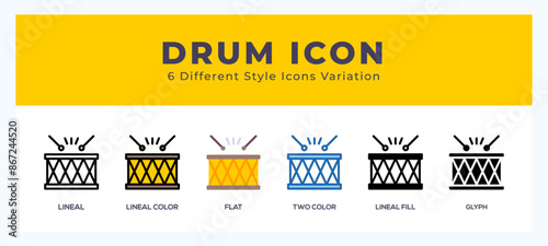 Drums icon in filled. thin line. outline stroke and flat style.