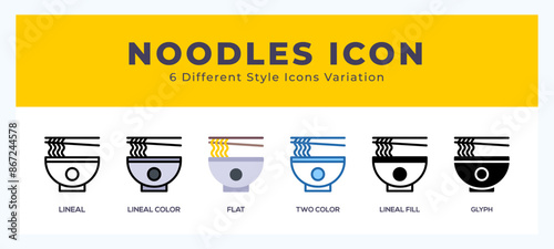 Noodles icons set. Different style of icons simple vector illustration.