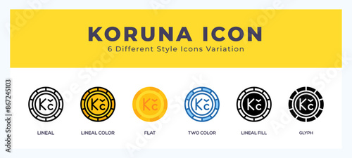 Koruna icons set. Different style of icons simple vector illustration.