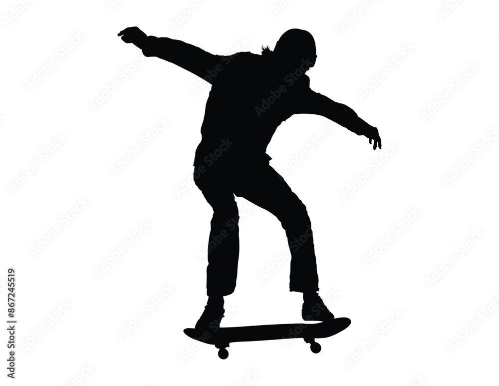 Man on skateboard silhouette vector Man on skateboard silhouette vector
