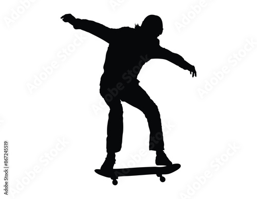 Man on skateboard silhouette vector