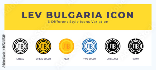 Lev bulgaria icon symbol. logo illustration with different styles