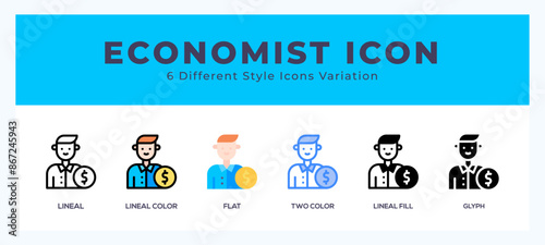 Economist icon set pack vector illustration.