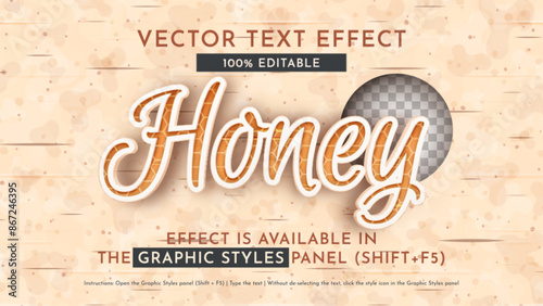 Honey Editable Text Effect, Graphic Style. Vector Mockup and Template. Slogan and Brand Company.