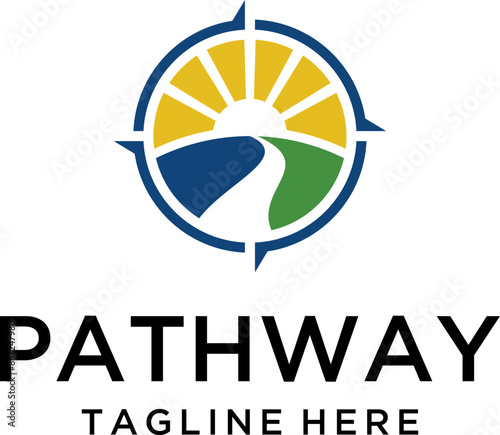 Pathway, Sun, Road, Compass Vector Logo Images