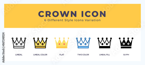 Crown set of simple icons great for web. app. presentation and more.