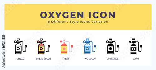 Oxygen set of icons. Vector illustration with different styles.