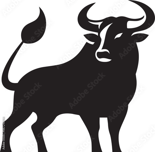 ngry Bull Vector Silhouette Logo Art photo