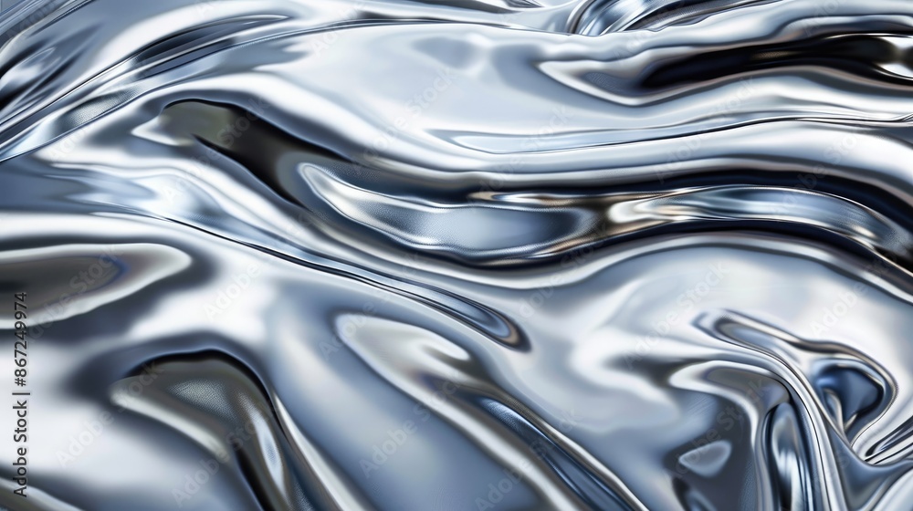 Smooth and reflective liquid chrome waves with a glossy metal pattern, capturing innovation and sophistication. Smooth and reflective liquid chrome waves with a glossy metal pattern, capturing innovation and sophistication.