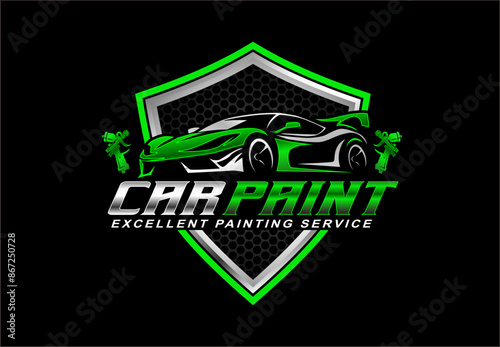 car paint logo emblem template with black background