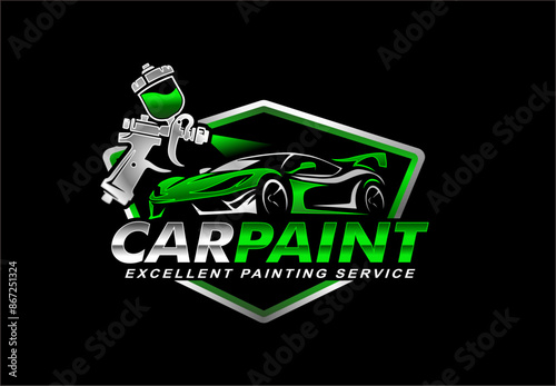 car paint logo emblem template with black background