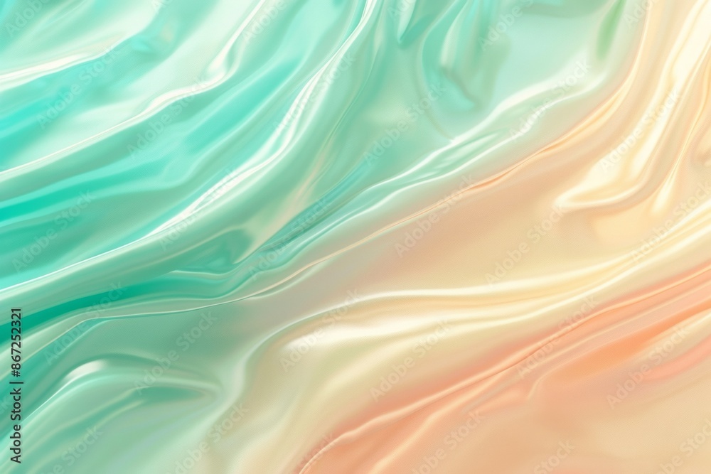 Obraz premium Abstract background in pastel colors, light green and peach, with a satin texture